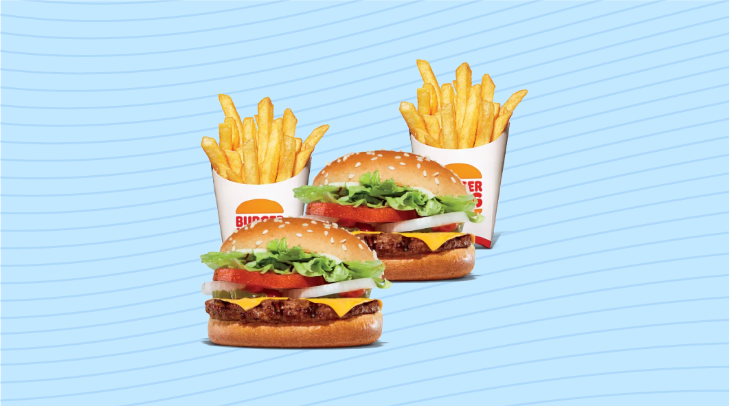 2 Whopper con queso + 2 papas medianas a Q90